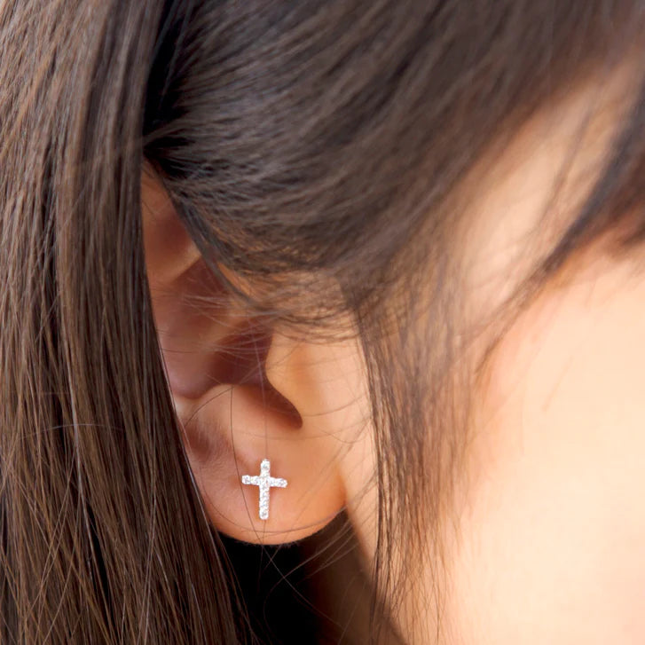 Diamante Cross Earrings