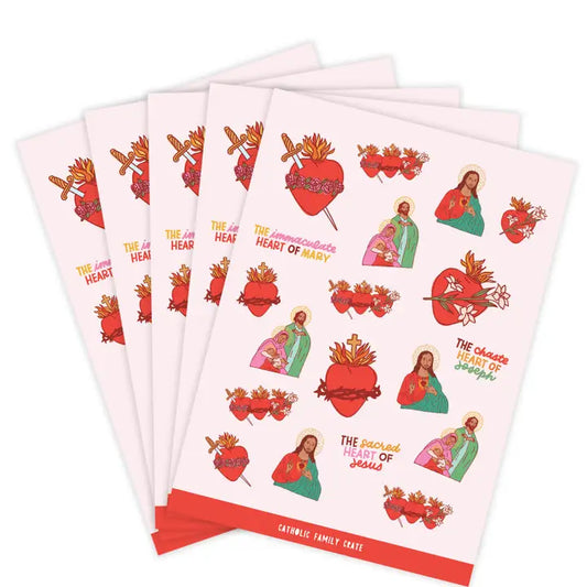 Holy Family Hearts Sticker Sheet 5-Pack