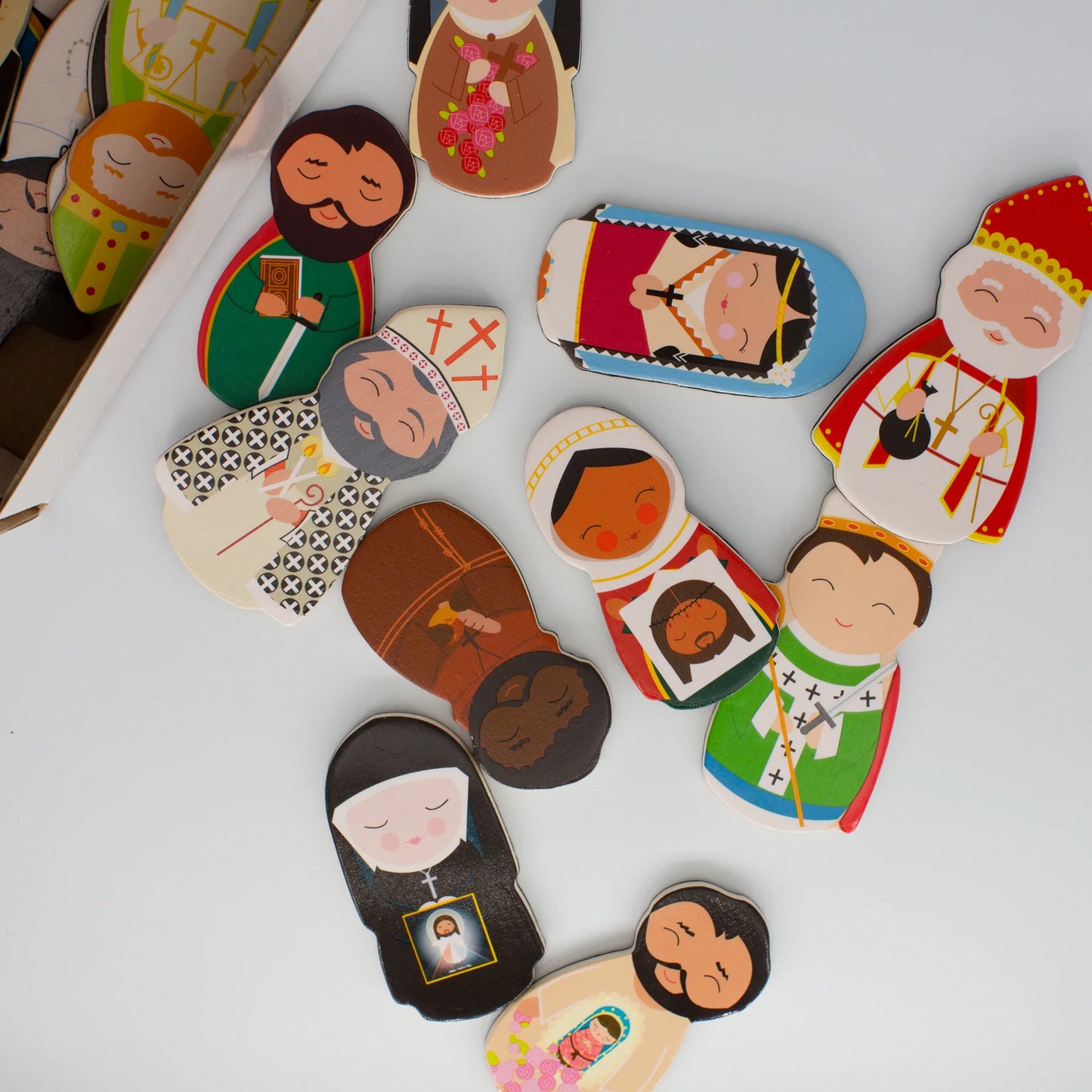 Catholic Saints Wooden Magnet Set - Series 1