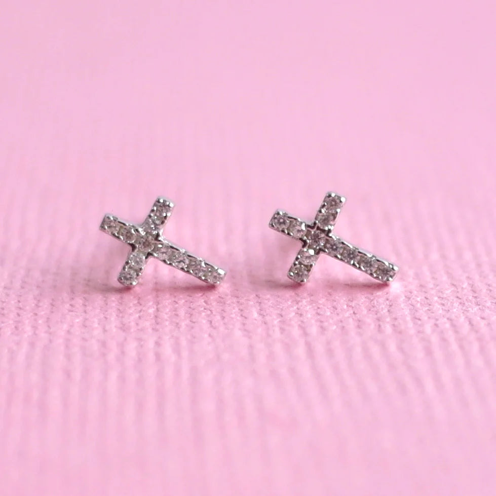 Diamante Cross Earrings