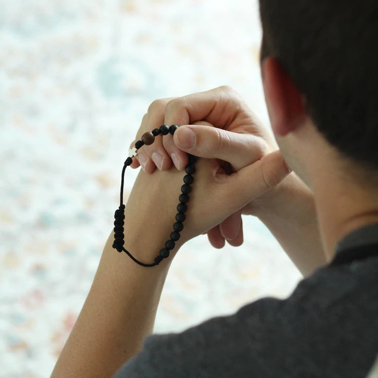 Paracord Rosary Bracelet Black